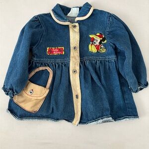 Disney Blue Denim Kids Dress with Mickey Patch